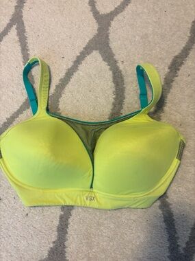 VSX Neon Lime Sports Bra with Teal Trim